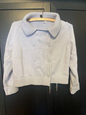 H&M Fine-Knit, Double-Breasted, Light Blue Cardigan